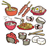 Asian Food Clip Art And Illustration  1610 Asian Food Clipart Vector