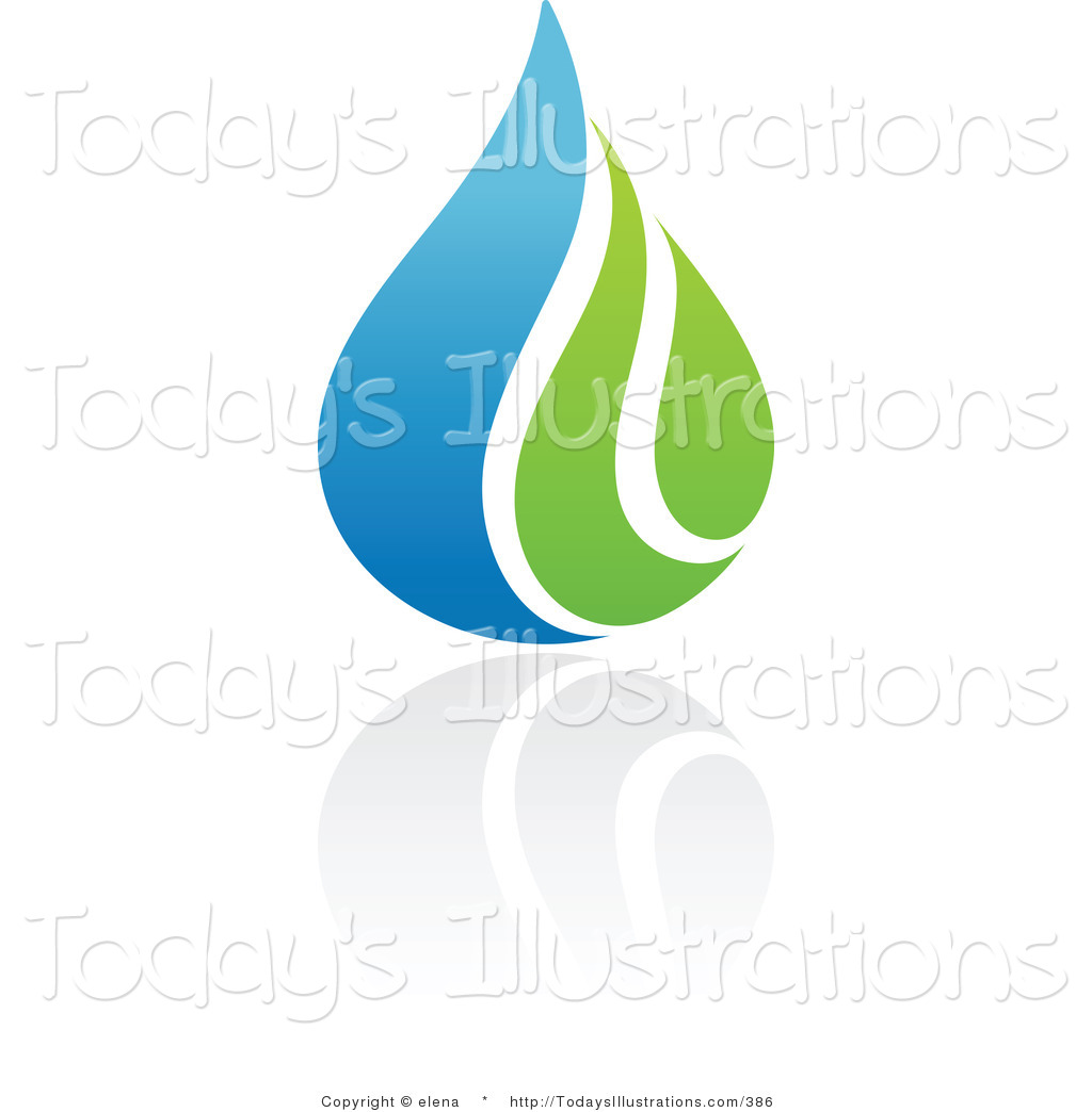 Clipart Of A Blue And Green Organic And Ecology Water Drop And Leaf