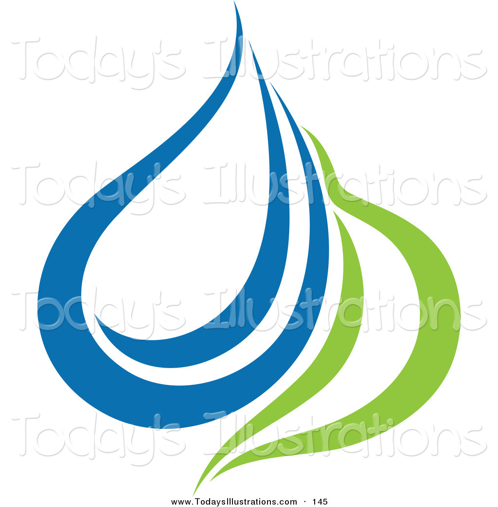 Clipart Of A Green And Blue Ecology Logo Icon Of A Water Drop And Leaf