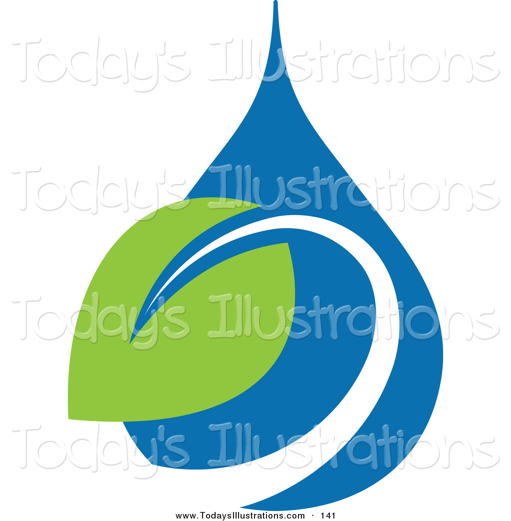 Clipart Of A Green Leaf And Blue Water Drop Ecology Logo Icon By Elena