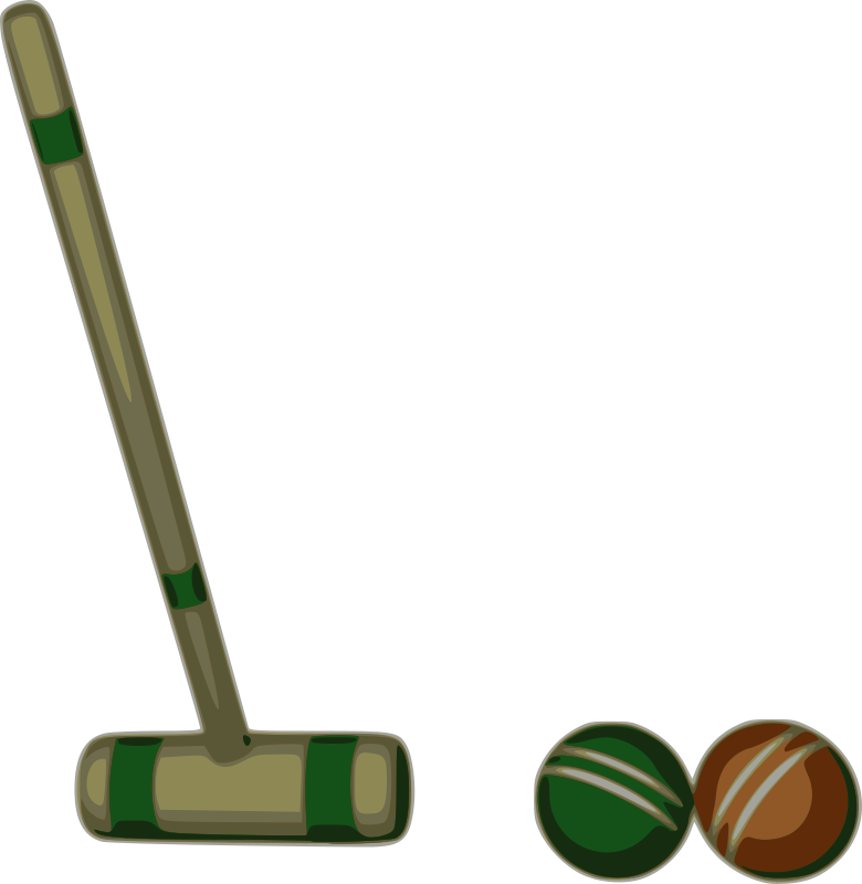 Croquet Stroke By Mazeo   Croquet Mallet And Two Balls Preparing For