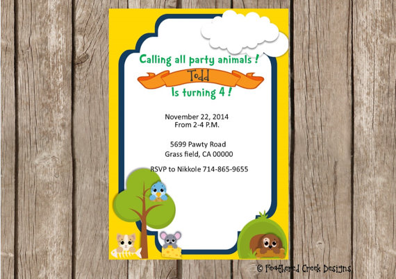 Dog Cat Clipart Farm Animal Invitation   Digital File Printable
