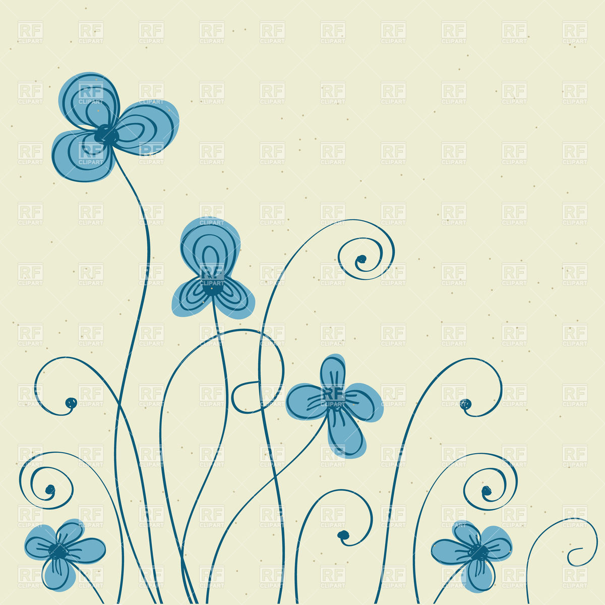 Hand Drawn Blue Flowers Download Royalty Free Vector Clipart  Eps