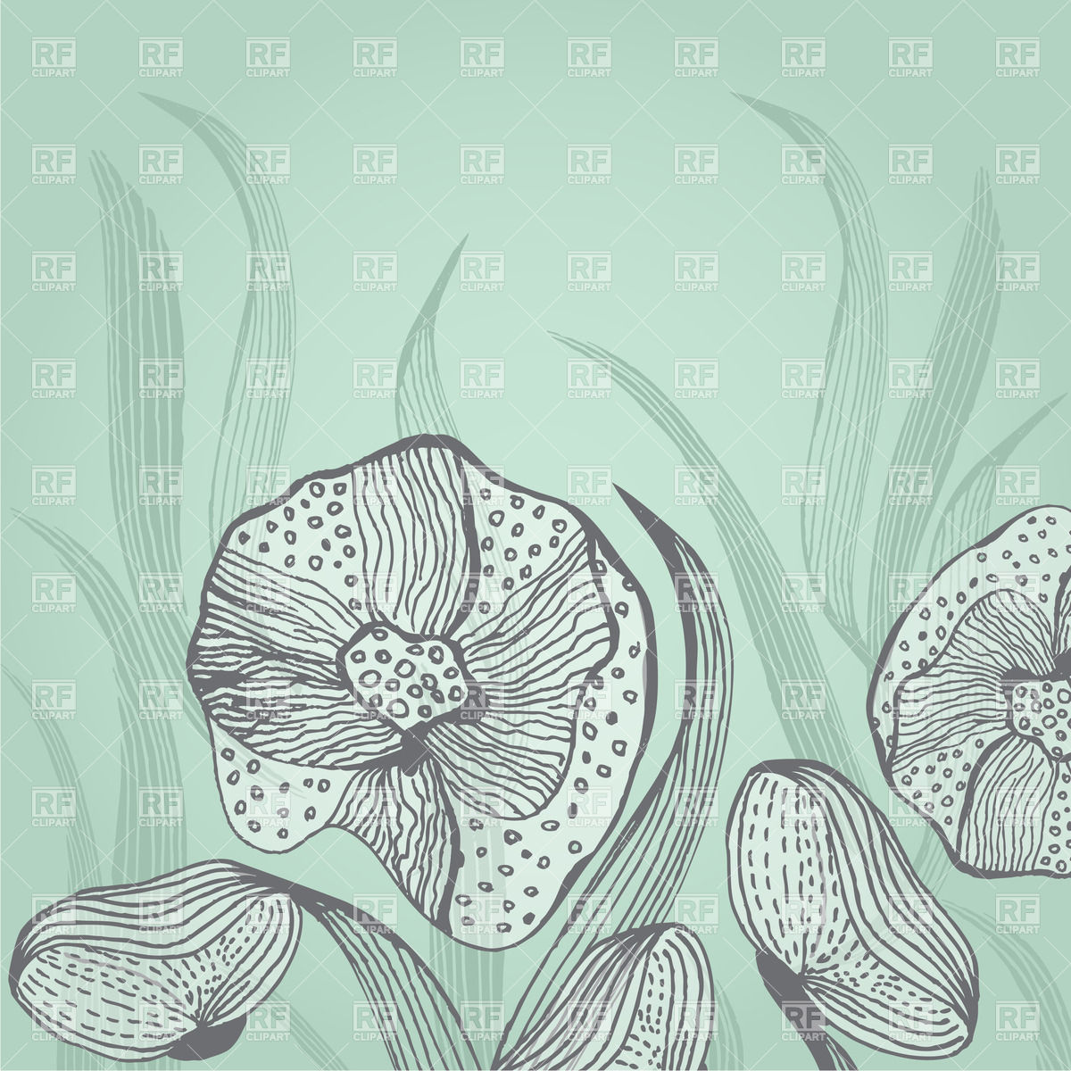 Hand Drawn Stylish Flowers Download Royalty Free Vector Clipart  Eps