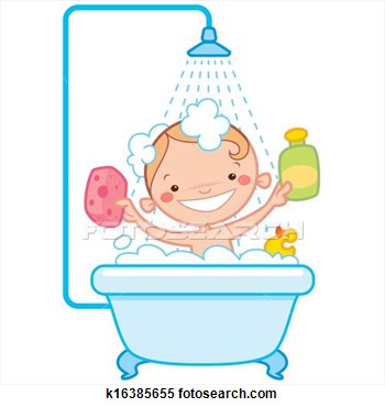 Happy Cartoon Baby Kid In Bath Tub  Fotosearch   Search Clipart