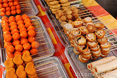 Meat Ball And Schnitzel Fried At Stall 