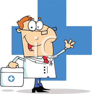 Of A Doctor Carrying A First Aid Kit   Royalty Free Clipart Picture