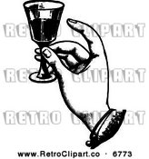 Retro Black And White Hand Toasting With Wine Retro Black