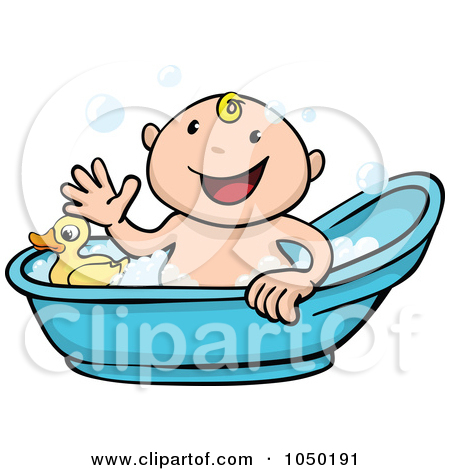 Rf  Clip Art Illustration Of A Happy Baby Taking A Bath By Geo Images