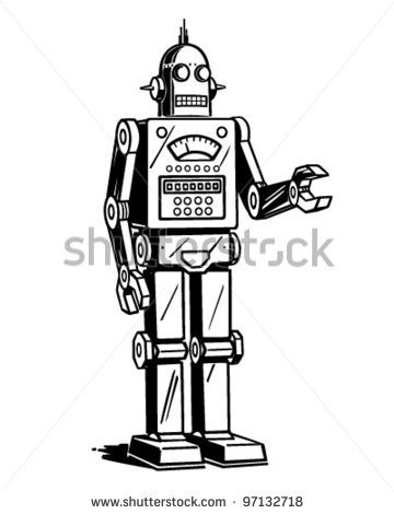 Robot Man   Retro Clipart Illustration   Stock Vector
