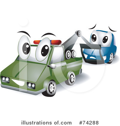 Royalty Free Rf Clipart Illustration Of A Tow Truck Character Towing