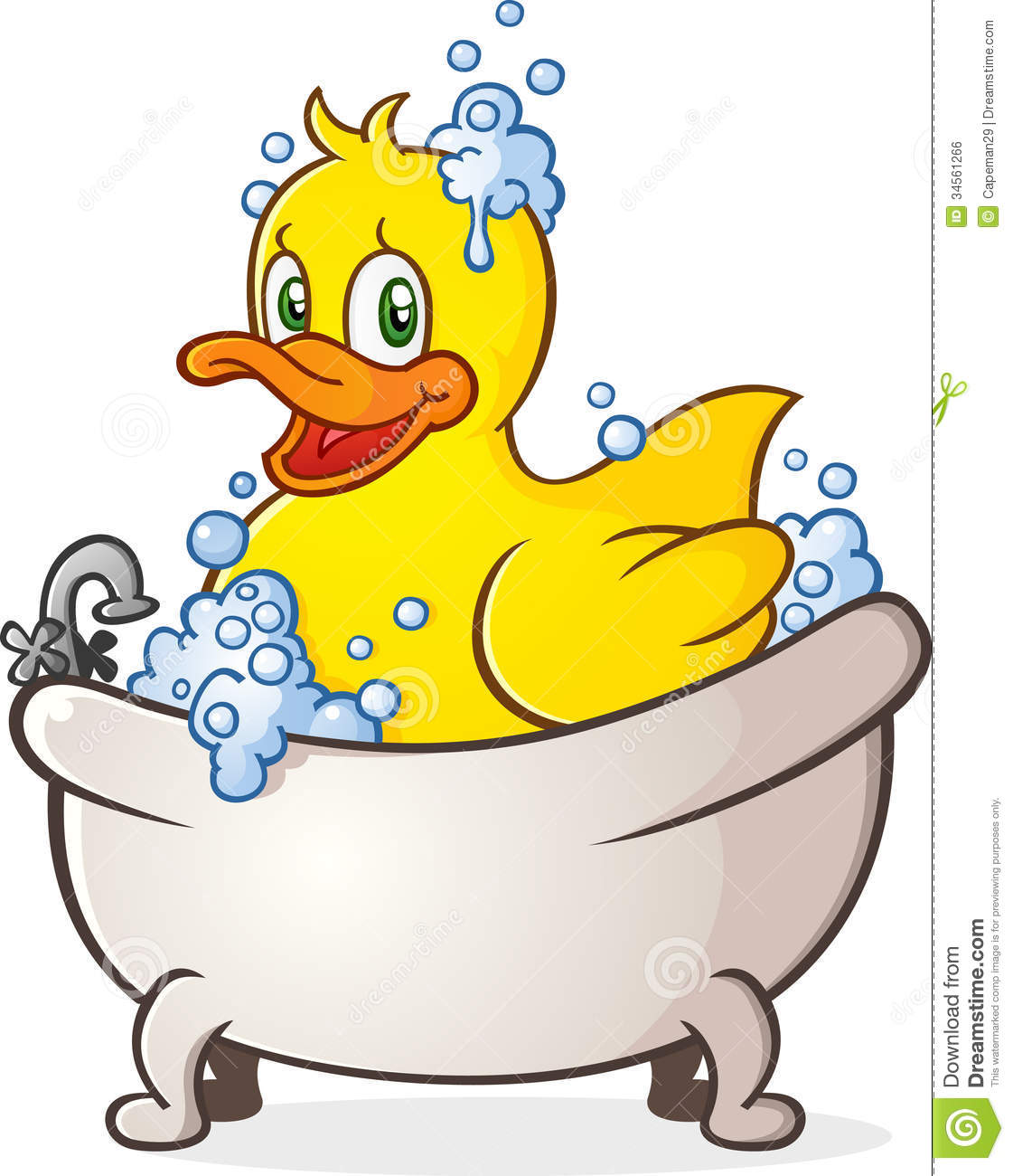 Rubber Duck Bubble Bath Cartoon Character Royalty Free Stock Image