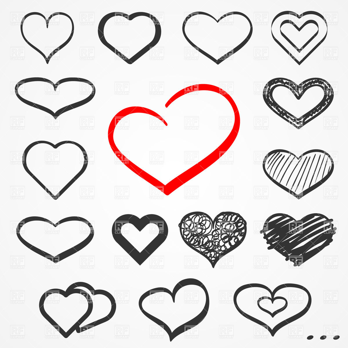Sketch Hand Drawn Hearts Download Royalty Free Vector Clipart  Eps
