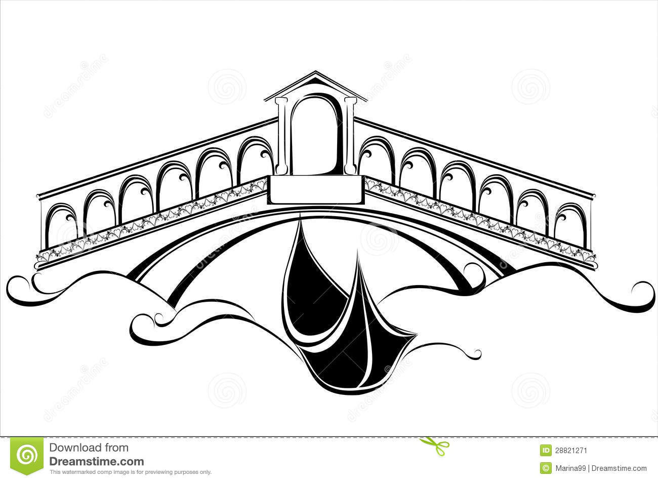 Venice Landscape With Gondola Boat And Bridge Stock Image   Image    