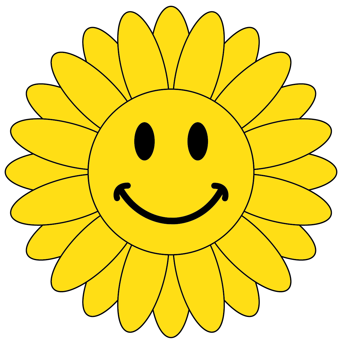 All Yellow Flower Smiley Face White Daisy Flower Smiley Face