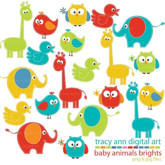 Bright Baby Animals  Clipart  Mega Set Clip By Tracyanndigitalart   10