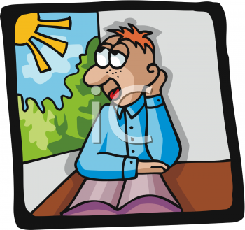 Cartoon Clip Art Picture Of A Student Gazing Out The Window Of Class