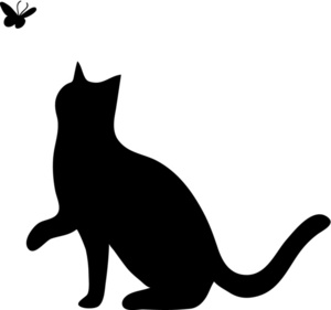 Cat Clipart Image   Black And White Silhouette Of A Cat Playing