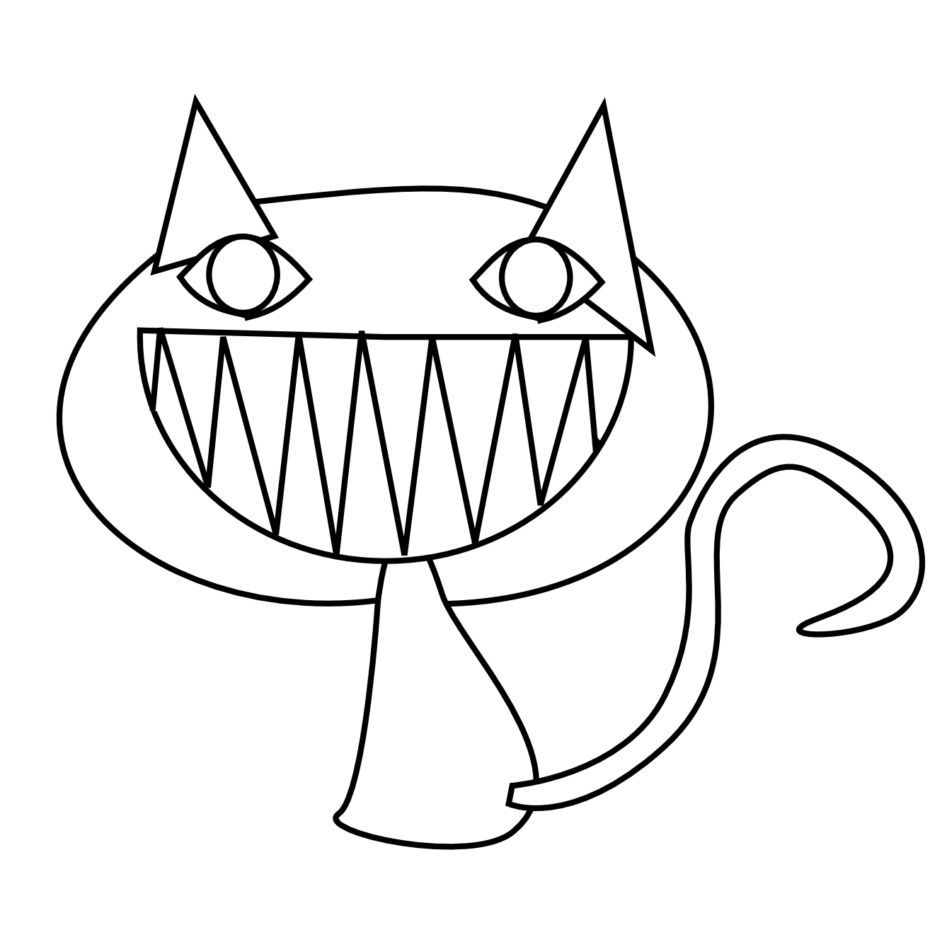 Cat Smile 3 Black White Line Art Scalable Vector Graphics Svg Inkscape