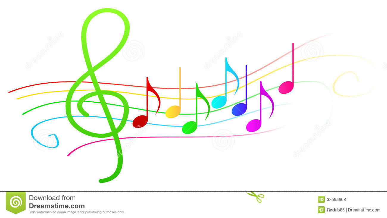 Colorful Music Staff Clipart Colorful Musical Notes On