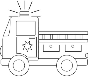 Firetruck Clipart Image   Black And White Fire Truck Racing To A Fire