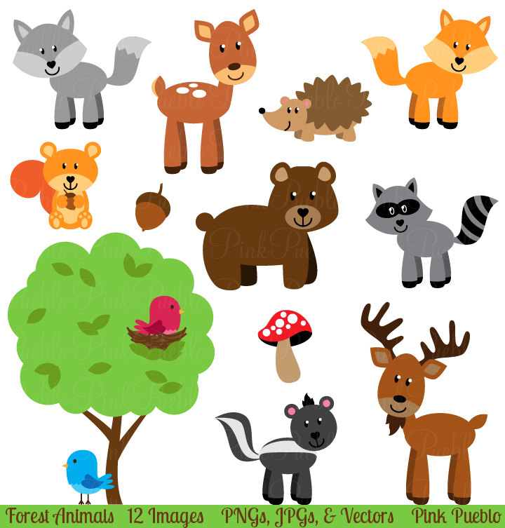 Forest Animals Clip Art Clipart Woodland Animals By Pinkpueblo