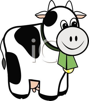 Happy Black And White Cow Toy   Royalty Free Clipart Image