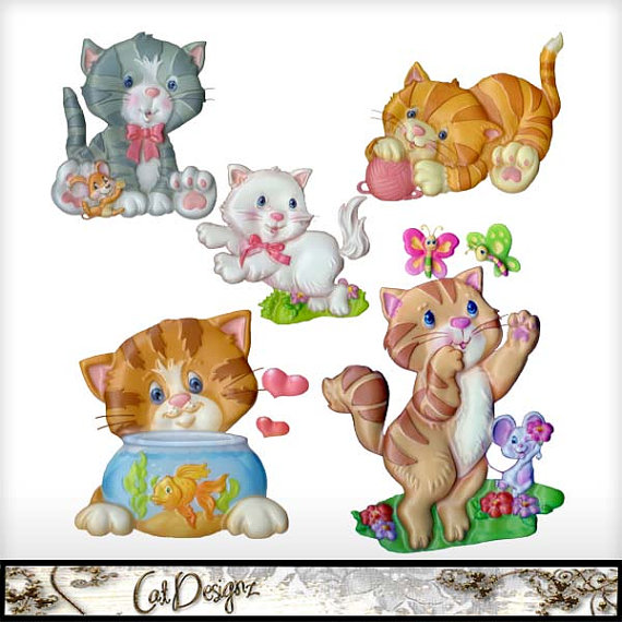 Kittens Printable Clipart Digital Scrapbooking Commercial Use Instant