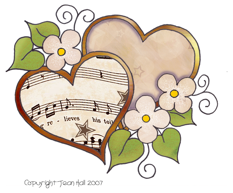 Set 003   Vintage Sheet Music Free Clipart Biege Tan  Love Hearts