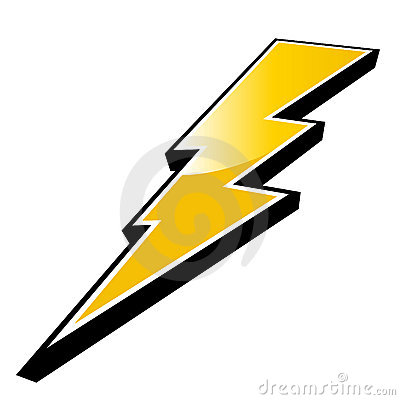 Three Dimension Symbol Of Yellow Jagged Bolt Of Lightening Isolated