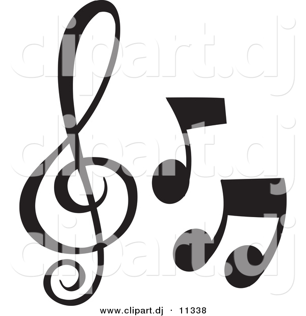 Vector Clipart Of 3 Music Notes   Black And White Collage By Alexia