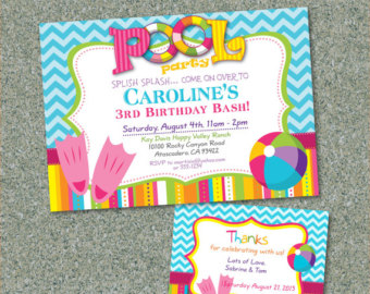 Birthday Pool Party   Water   Print Able Invitation And Thank You Card