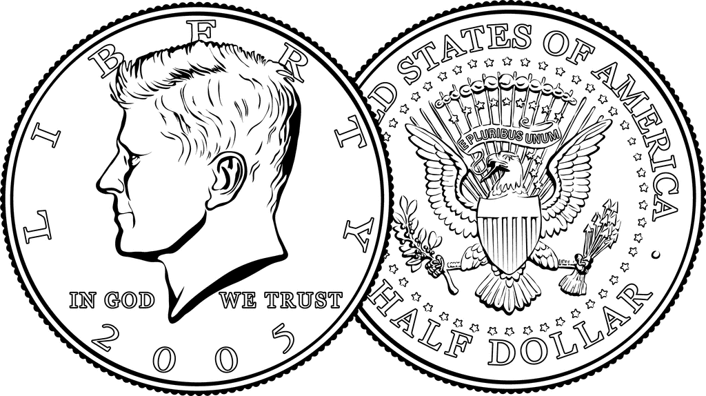 Both Sides Of A Half Dollar   Clipart Etc