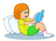 Boy Reading In Bed Sitting Up Against A Pillow Hits