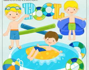 Boys Pool Party Cute Digital Clip A Rt   Commercial Use Ok   Summer