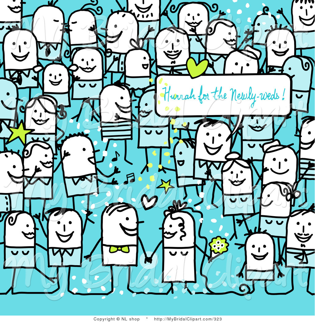 Bridal Clipart Of A Crowd Of Stick Figure People Characters On Blue