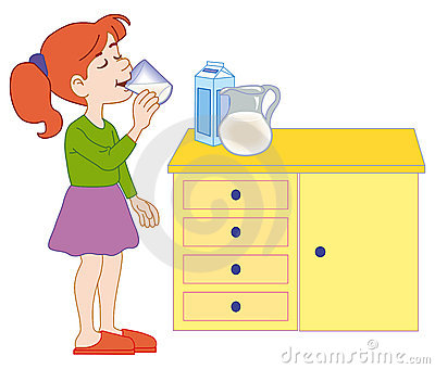 Child Drinking Clipart Young Girl Drinking Milk