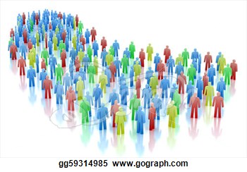 Clip Art   Colorful People Crowd Concept Isolated On White  Stock