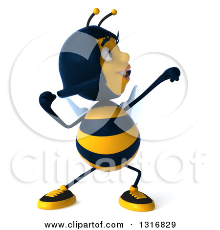 Clipart Of A 3d Female Bee Flexing Or Posing 2   Royalty Free    