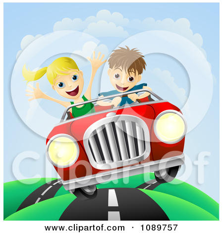 Clipart Scared Man Losing Control Of His Vintage Sports Car   Royalty