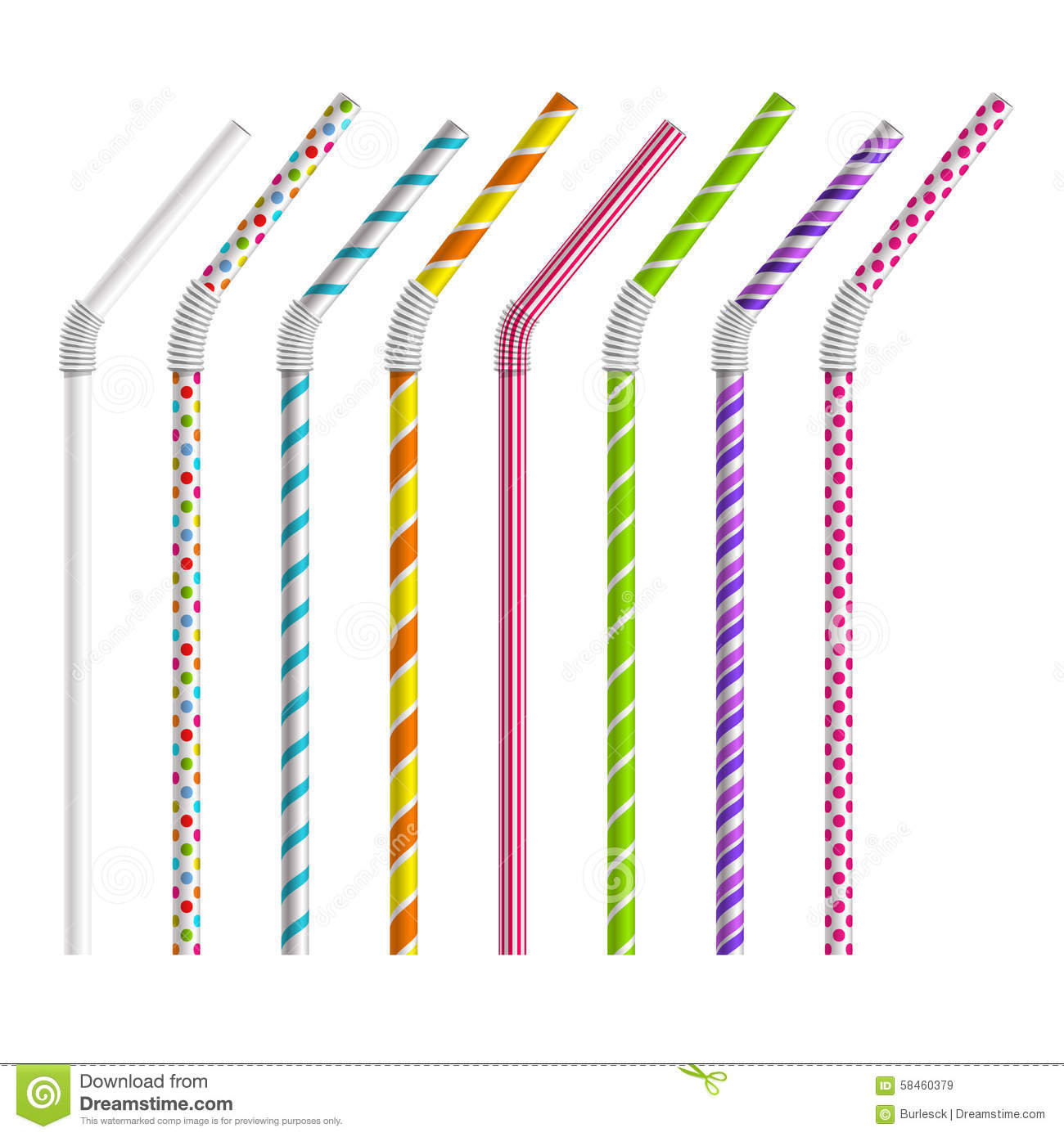 Color Drinking Straws Vector Set  Tube And Pipe Object Colorful    