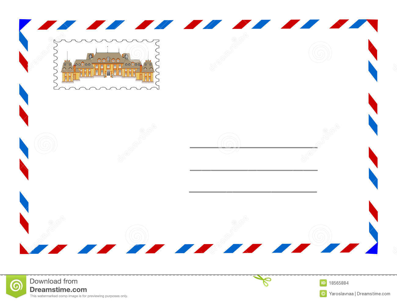 Envelope And Postage Stamp Illustration