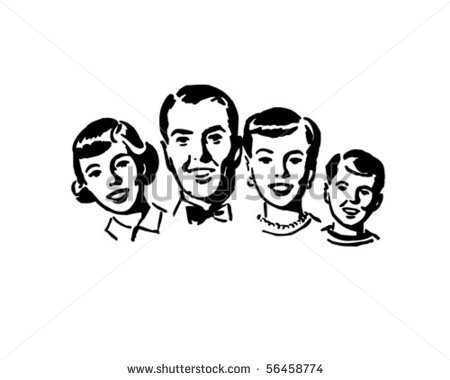 Family Clipart 6 People Family Group Retro Clip Art