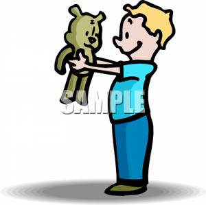 Favorite Clipart A Boy Holding His Favorite Teddy Bear Royalty Free