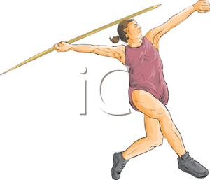 Female Athlete Throwing A Javelin   Royalty Free Clipart Picture