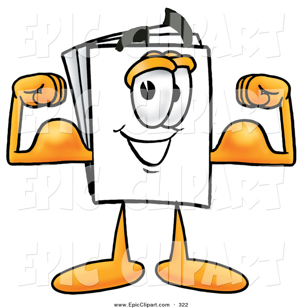     Flexing His Arm Musclesstrong Paper Mascot Cartoon Character Flexing