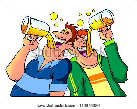 Friends Drinking Beer From Large Mugs Stock Photo 119846680