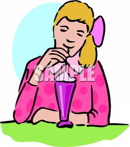 Girl Drinking A Milkshake   Clipart