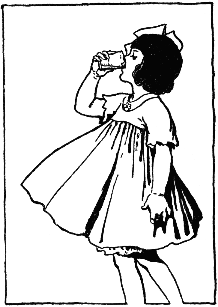 Girl Drinking From Cup   Clipart Etc