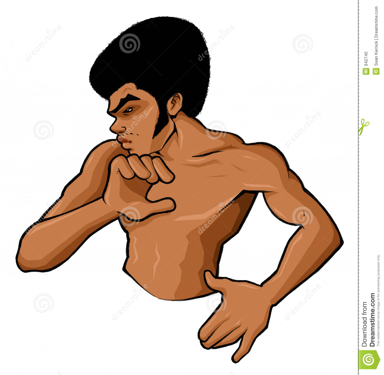 Hip Hop Sleek Style Man With Afro In Kung Fu Karate Pose